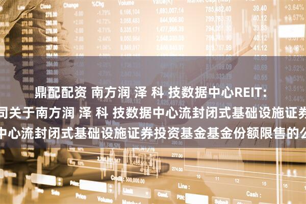 鼎配配资 南方润 泽 科 技数据中心REIT: 南方基金管理股份有限公司关于南方润 泽 科 技数据中心流封闭式基础设施证券投资基金基金份额限售的公告